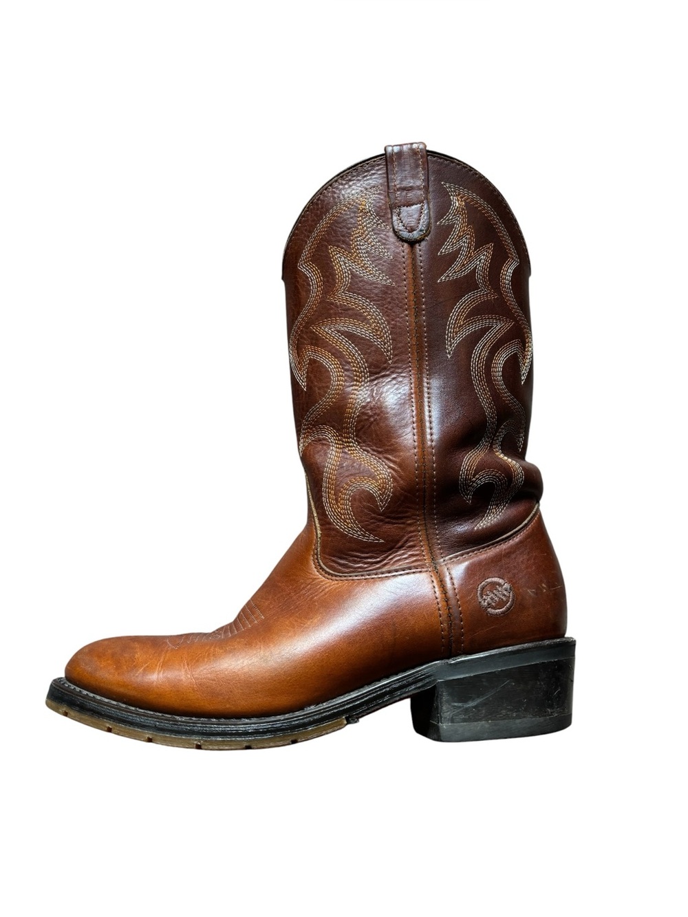 Double H Men Cowboy Boots Work West 1519 Western Sz 9.5 Brown Embroidered